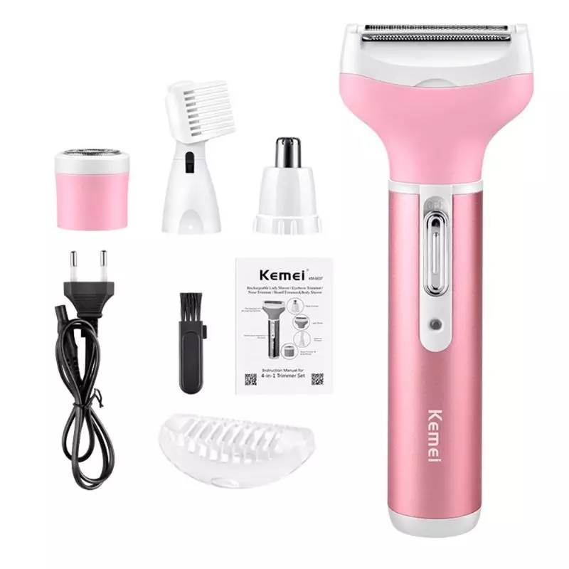 Kemei KM-6637 Multifunctional 4 in 1 Face, Eyebrow, Nose, & Lady Shaver for Women - Image 6