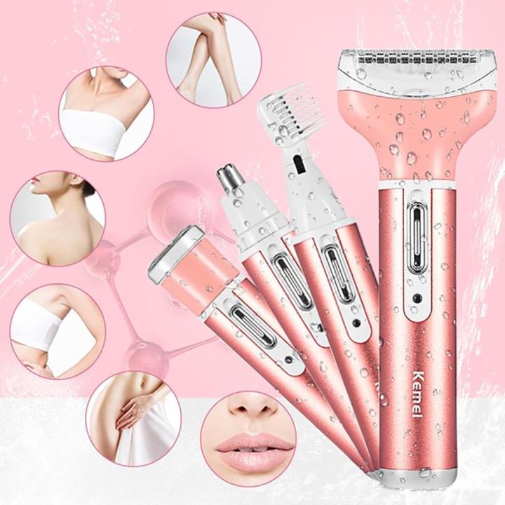 Kemei KM-6637 Multifunctional 4 in 1 Face, Eyebrow, Nose, & Lady Shaver for Women - Image 5