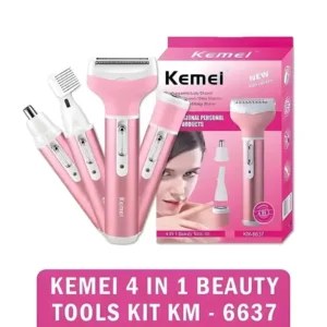 Kemei KM-6637 Multifunctional 4 in 1 Face, Eyebrow, Nose, & Lady Shaver for Women