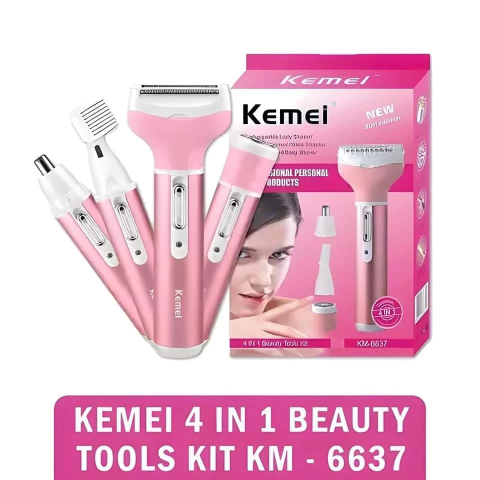 Kemei KM-6637 Multifunctional 4 in 1 Face, Eyebrow, Nose, & Lady Shaver for Women