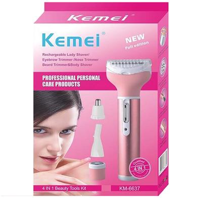 Kemei KM-6637 Multifunctional 4 in 1 Face, Eyebrow, Nose, & Lady Shaver for Women - Image 2